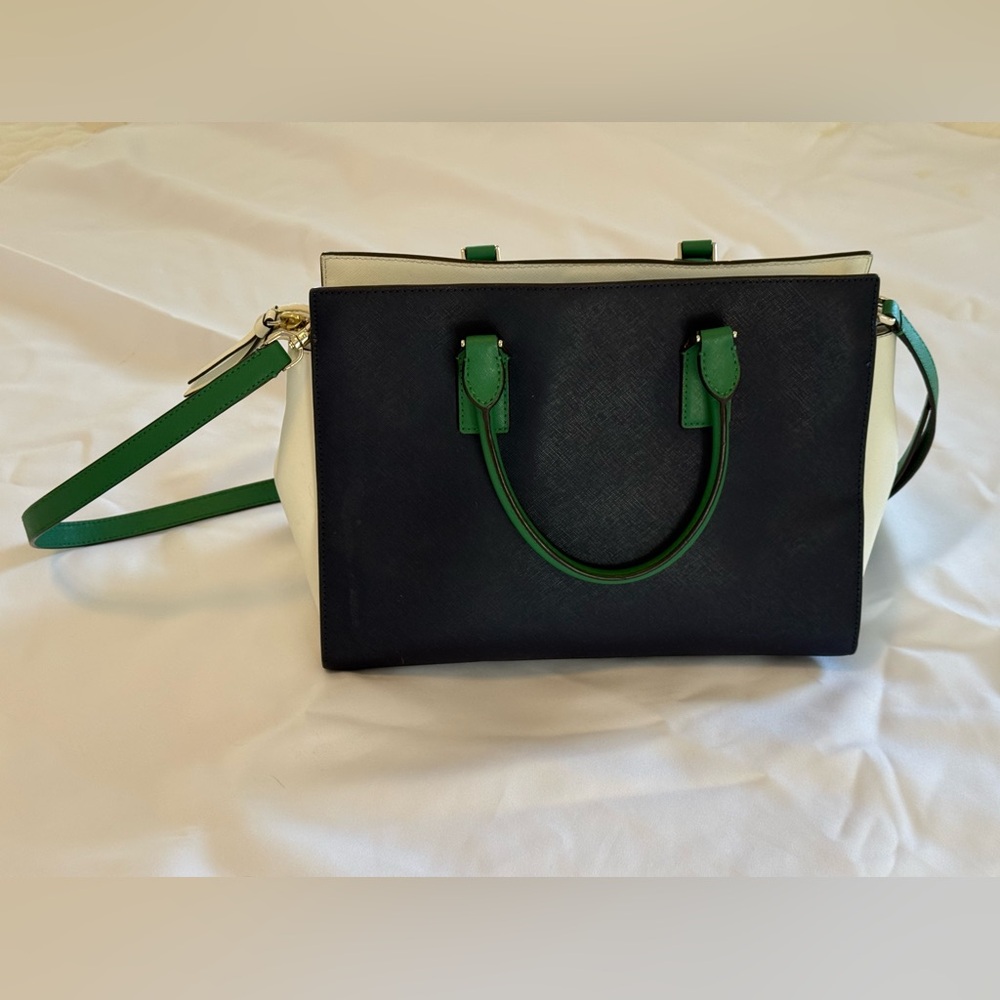 Kate Spade Navy Blue and Green Satchel - Picture 2 of 7